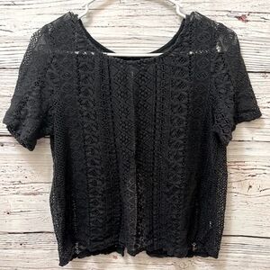 American Eagle Outfitters Gray Lace Crop Top